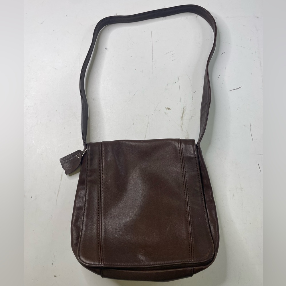 Vintage Coach F8E-4183 Italy Brown Smooth Leather  Lexington Flap Crossbody Bag